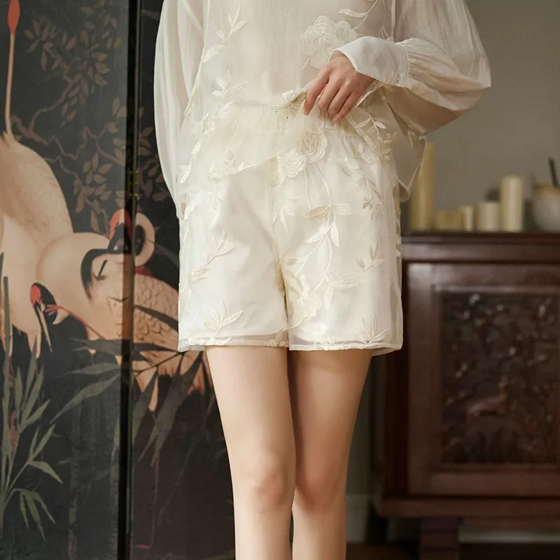 JK&JS Casual Shorts Women's Jade Butterfly White-2