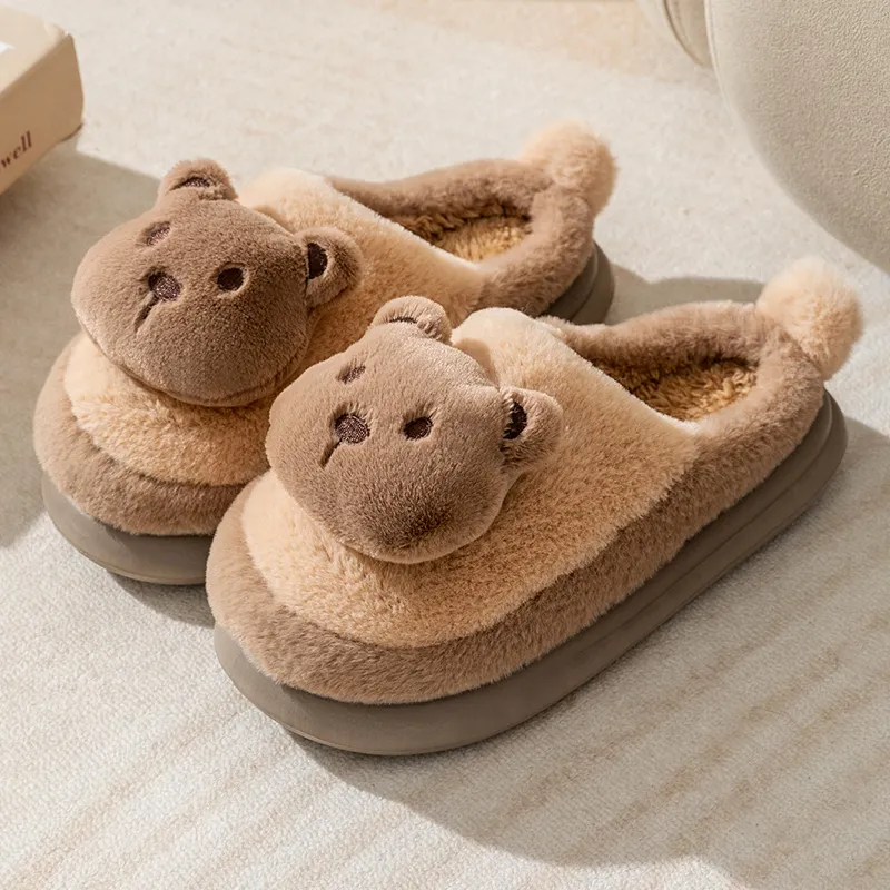 Cute Cartoon Small Animal Fall And Winter Home, Cotton Slippers Unisex-16
