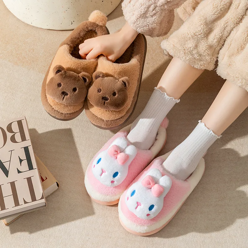 Cute Cartoon Small Animal Fall And Winter Home, Cotton Slippers Unisex-13