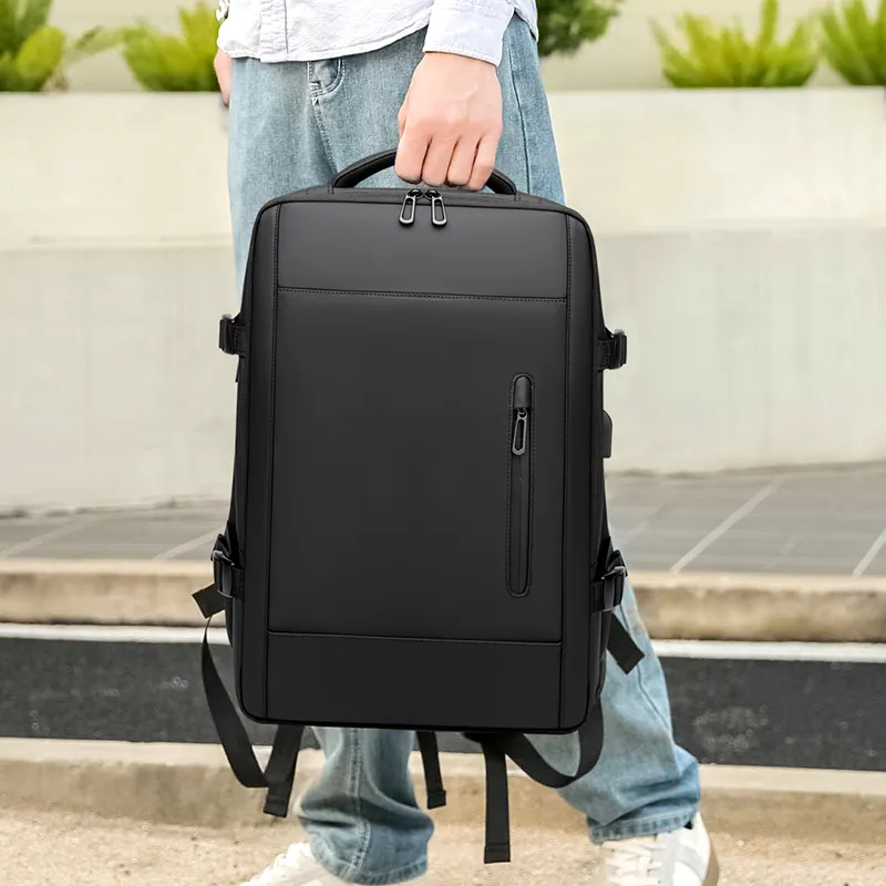 KINGSGEAR PU Laptop Backpack Regular Men's Black-5