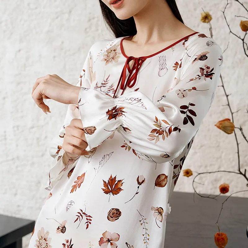 JINSANT Nightgown Women's The Shadow Of The Leaves Announces The Arrival Of Autumn-1