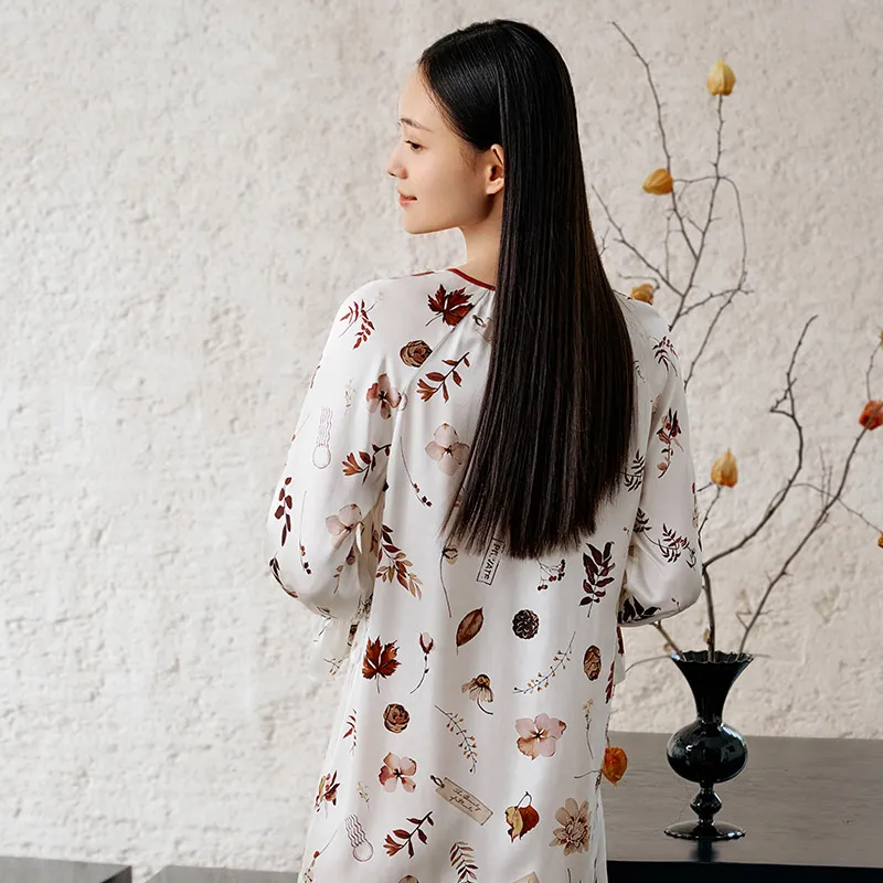 JINSANT Nightgown Women's The Shadow Of The Leaves Announces The Arrival Of Autumn-2