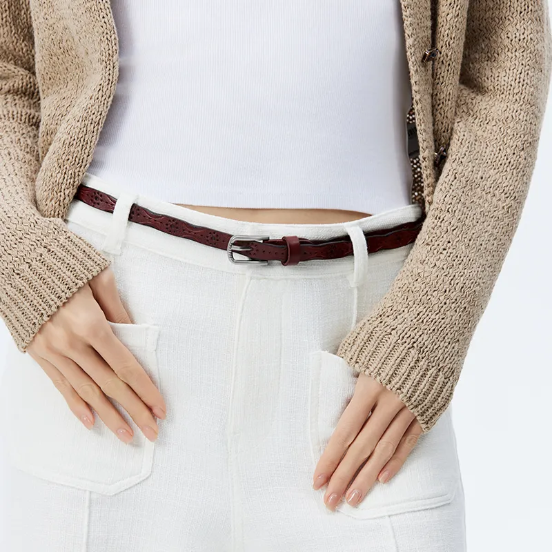 PIERRE CARDIN Top Grain Leather Belts Women's 1.4cm-19