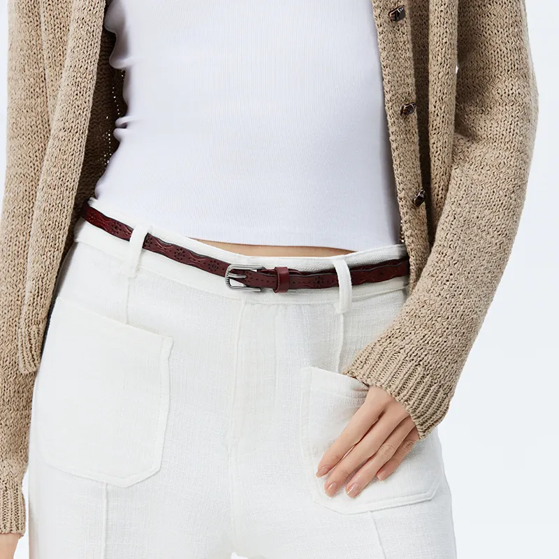 PIERRE CARDIN Top Grain Leather Belts Women's 1.4cm-22