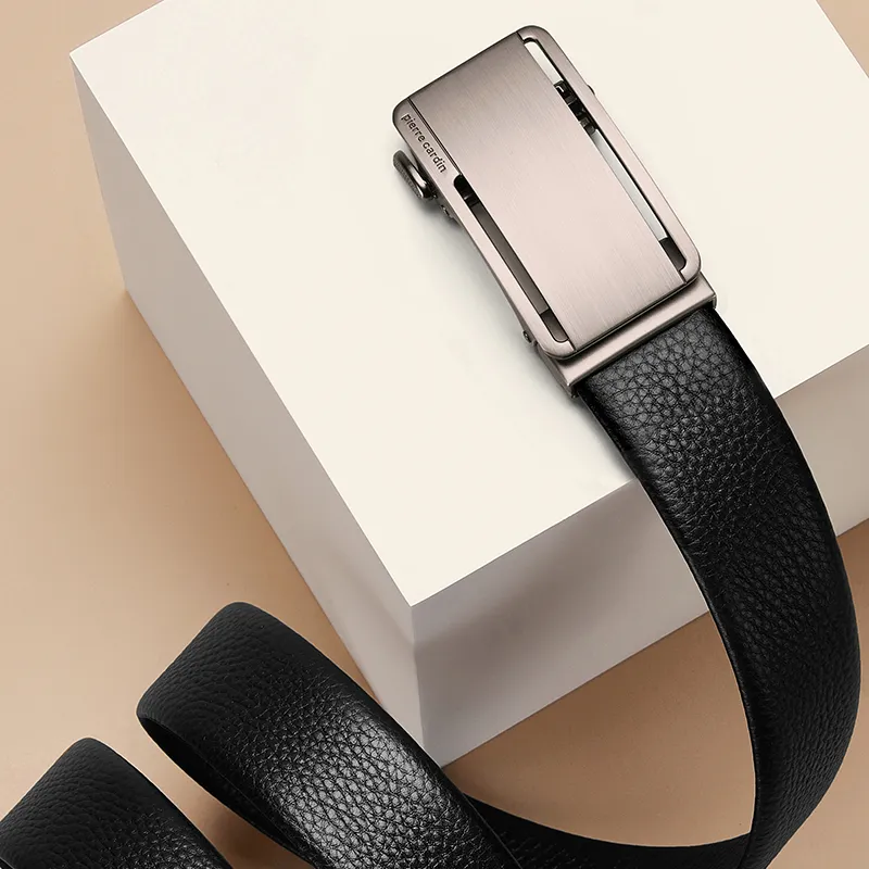 PIERRE CARDIN Cow Leather Belts Men's Black 3.5cm-9