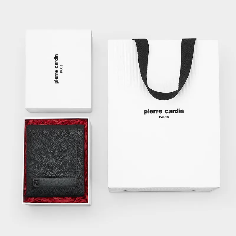 PIERRE CARDIN Cow Leather Card Holder Men's Black-2