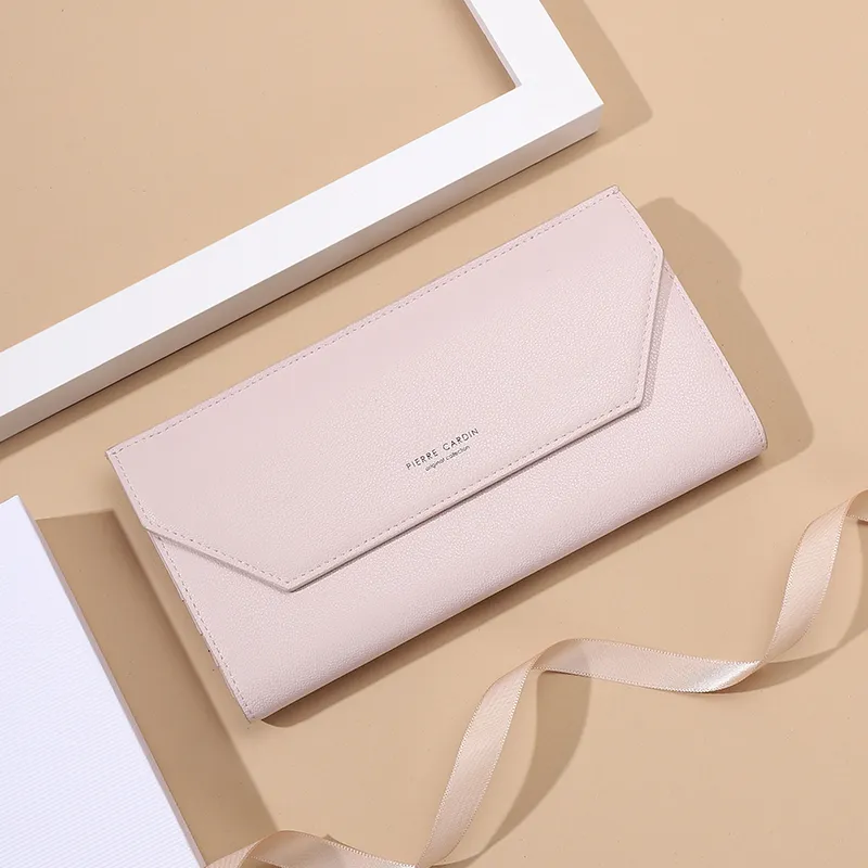 PIERRE CARDIN Cow Leather Clutch Wallet Regular Women's Pink-3