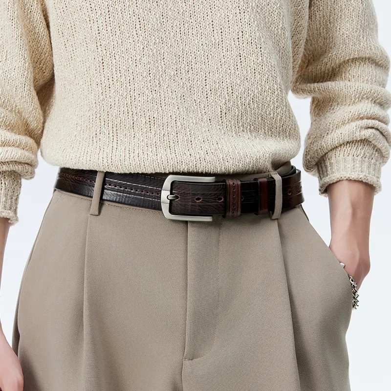 PIERRE CARDIN Top Grain Cow Leather Belts Men's Coffee/Brown/Black 3.8cm-1