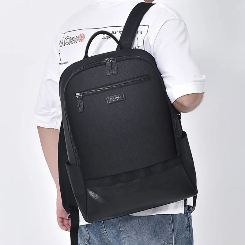 PIERRE CARDIN Nylon Fabric Backpack Black-4