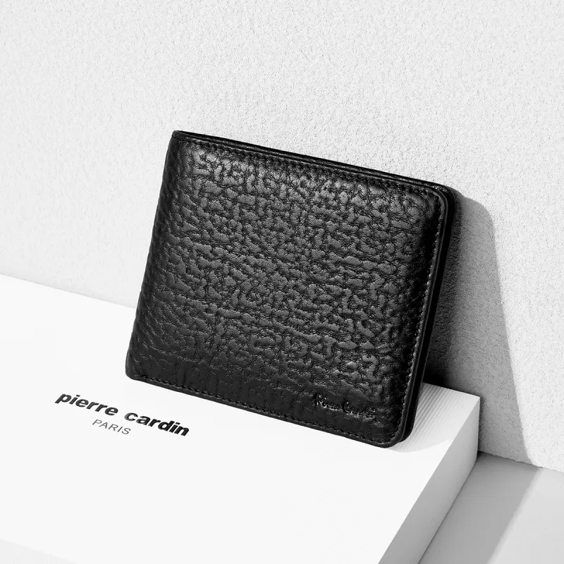 PIERRE CARDIN Top Grain Cow Leather Wallet Regular Men's Black-6
