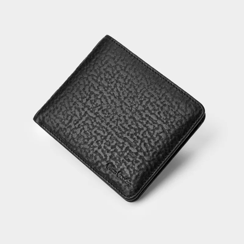 PIERRE CARDIN Top Grain Cow Leather Wallet Regular Men's Black-5