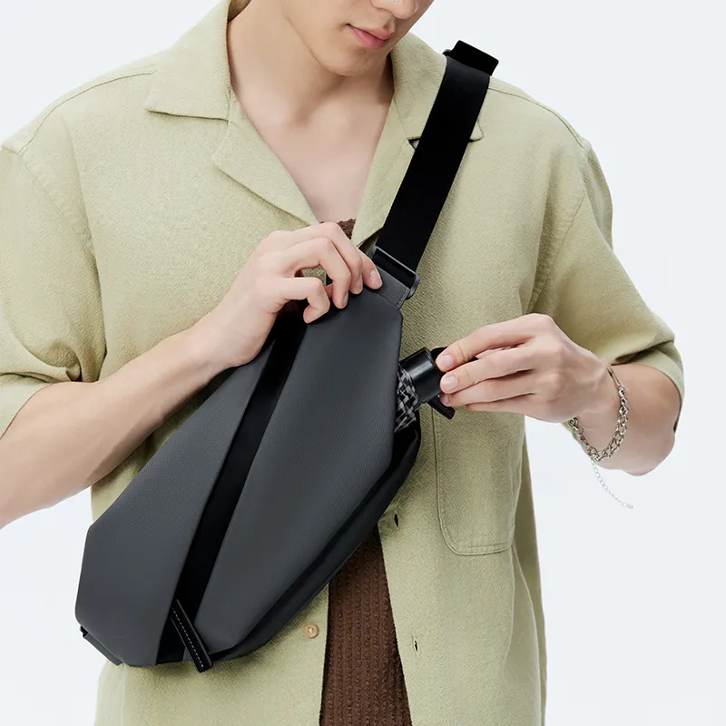 PIERRE CARDIN Membrana Dermalis With Synthetic Leather Shoulder Bag, Crossbody Bag Regular Men's Black/Gray-5