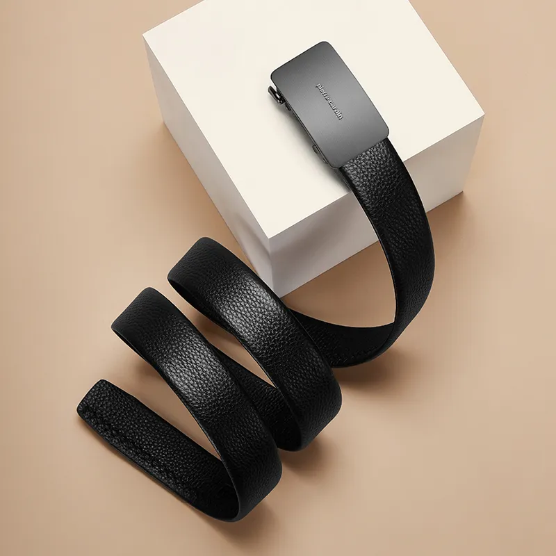 PIERRE CARDIN Top Grain Cow Leather Belts Men's Black 3.5cm-2