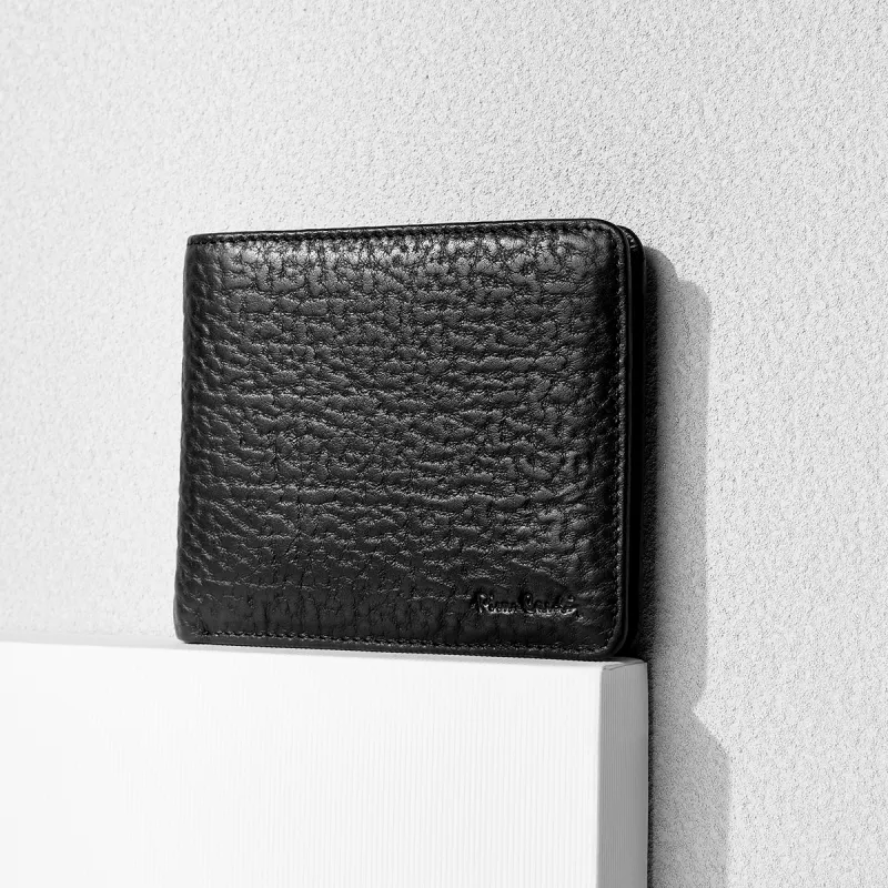 PIERRE CARDIN Top Grain Cow Leather Wallet Regular Men's Black-7