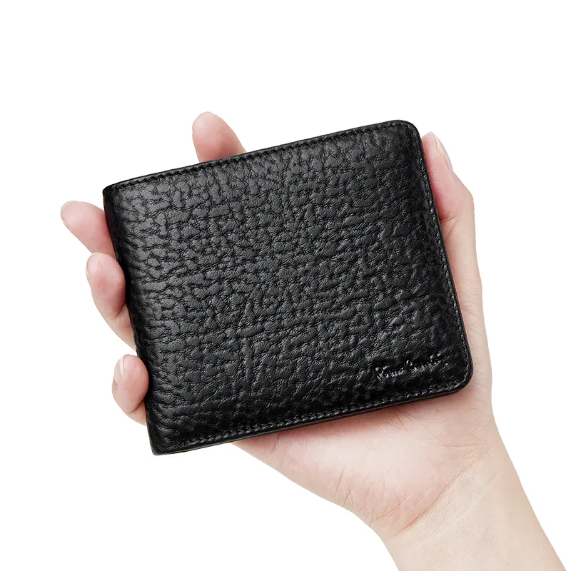 PIERRE CARDIN Top Grain Cow Leather Wallet Regular Men's Black-4