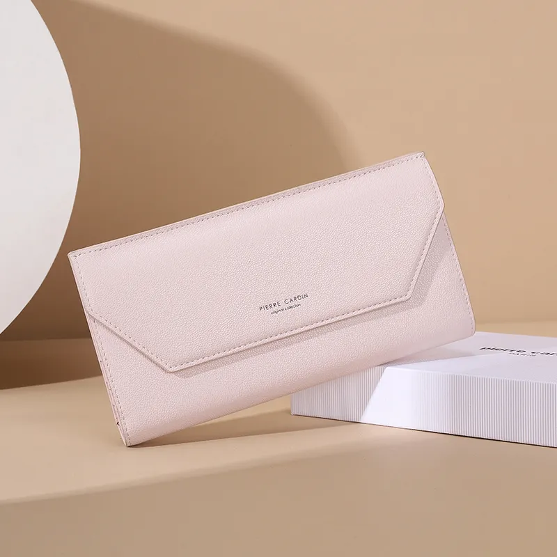 PIERRE CARDIN Cow Leather Clutch Wallet Regular Women's Pink-4