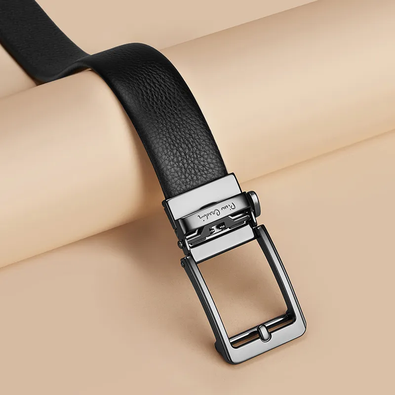PIERRE CARDIN Cow Leather Belts Men's Black 3.5cm-3