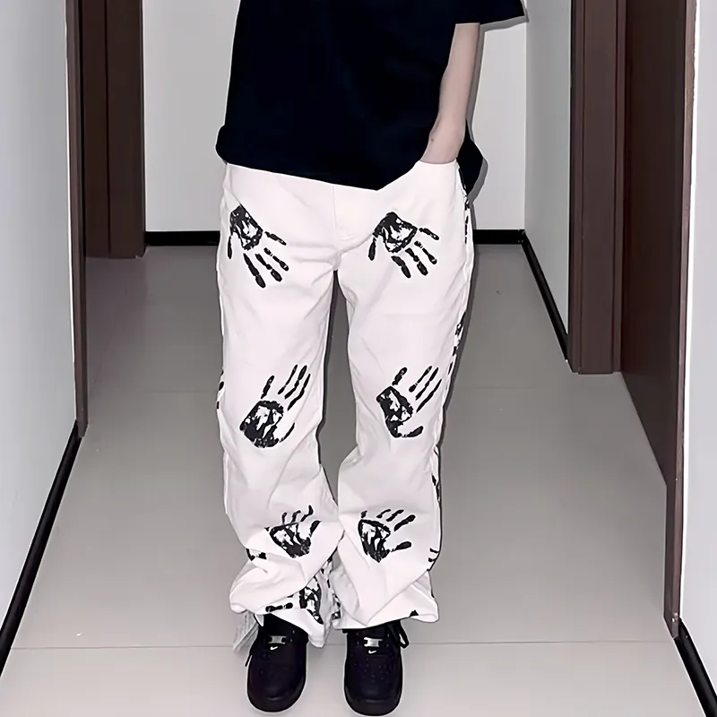 NEAR HERE Jeans Unisex Pure White Color-4
