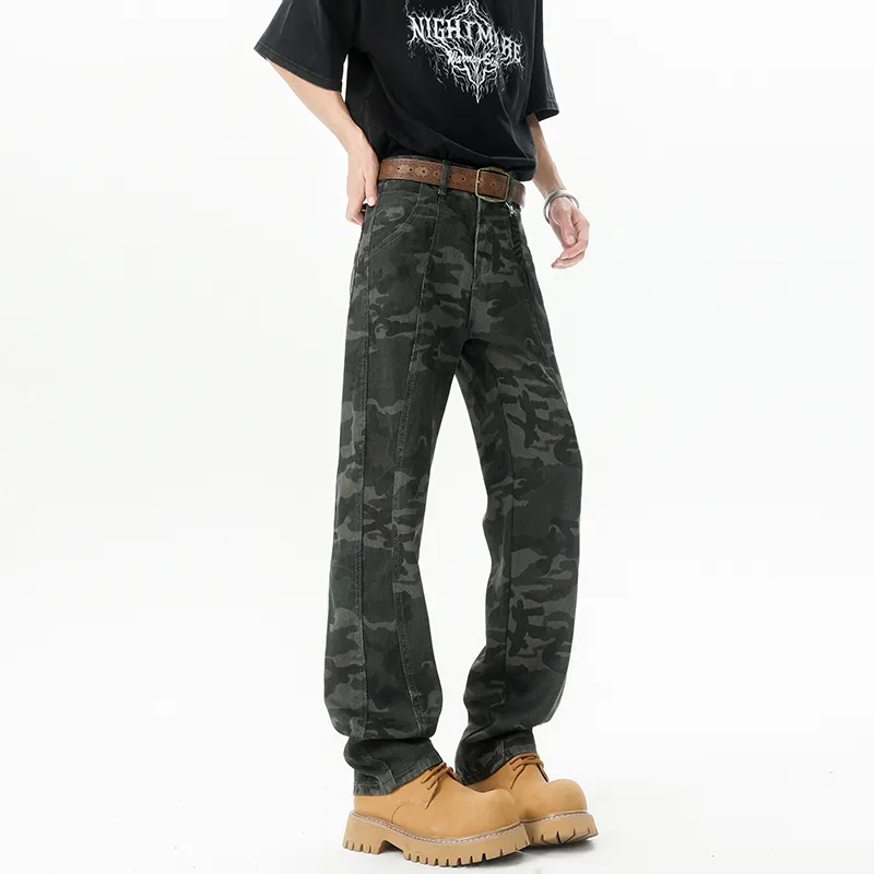 Evil Lions Jeans Unisex Camouflage Bootcut Versatile Style-3