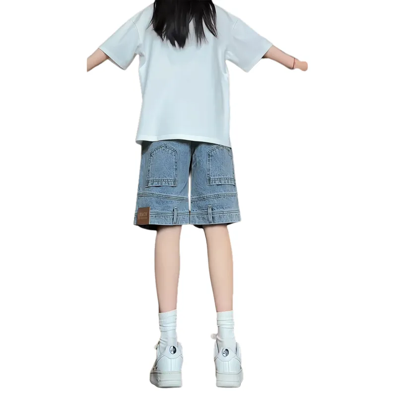 Evil Lions Denim Shorts Unisex Blue-2