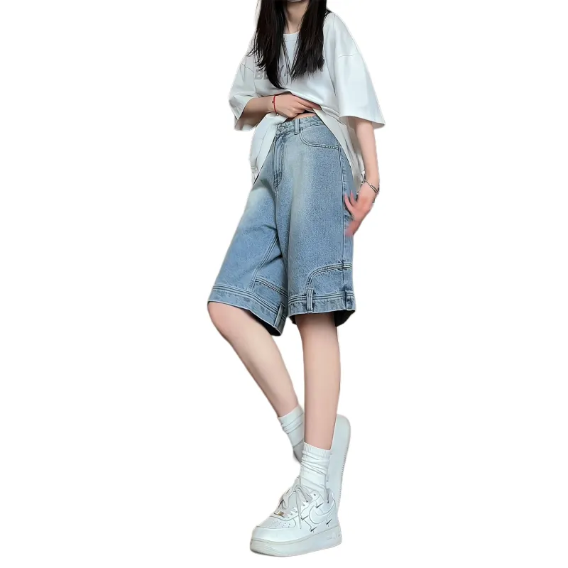 Evil Lions Denim Shorts Unisex Blue-3