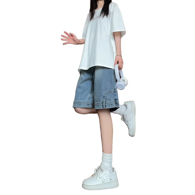 Evil Lions Denim Shorts Unisex Blue-1