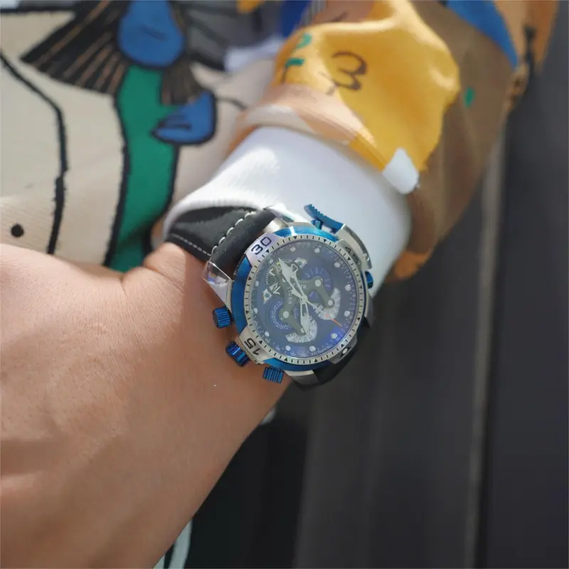 REEF TIGER Automatic/Manual Mechanical Movement Rubber Band Strap Watch Men's Watches Black Dial-2