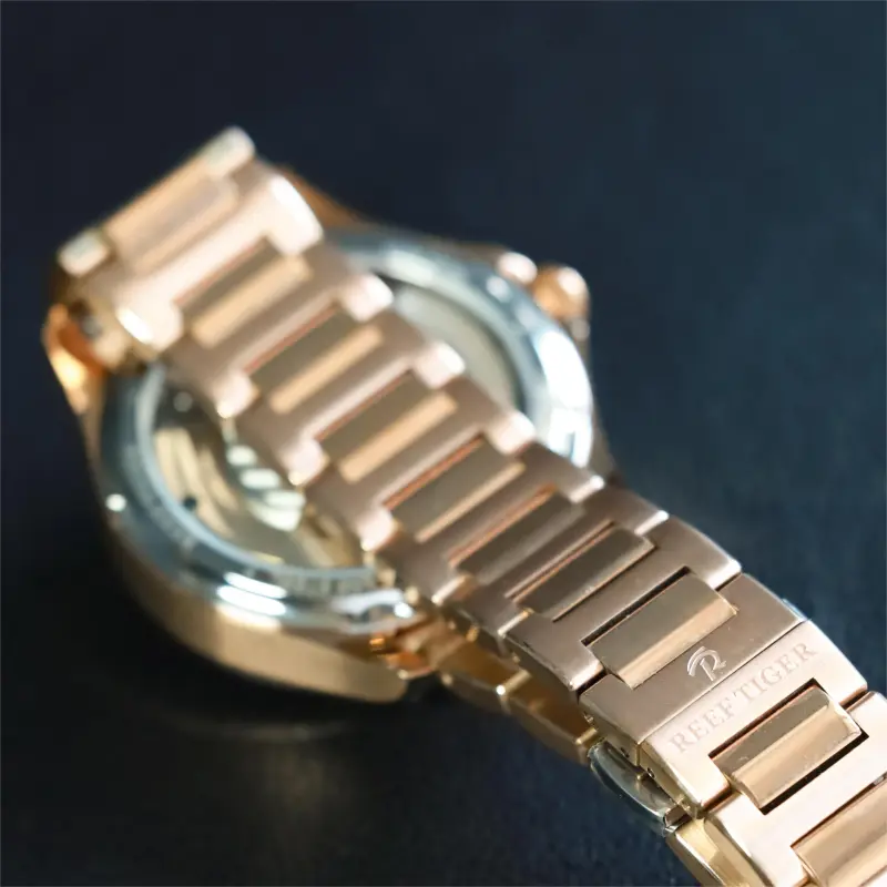 REEF TIGER Mechanical Movement Stainless Steel Watchband Watch Men's Watches Blue Dial-8