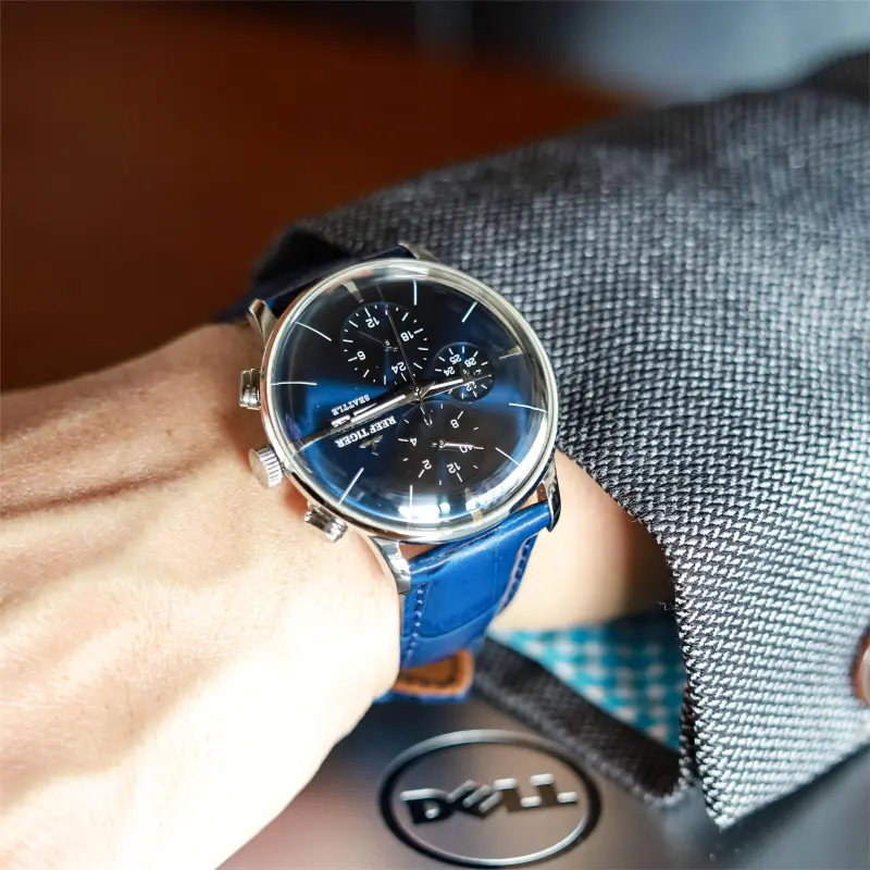 REEF TIGER Seattle Collection-Chief Automatic Mechanical Movement Watch Men's Watches Blue Dial RGA1699-PBLL-4