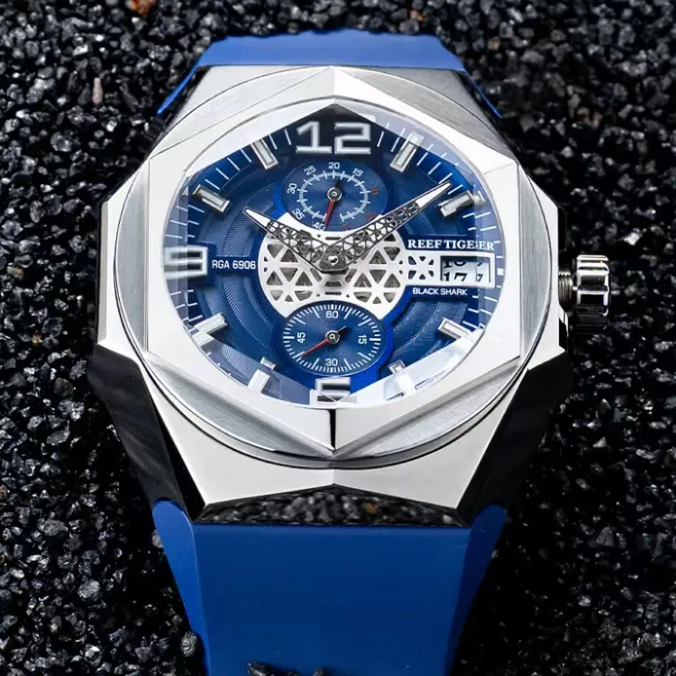 REEF TIGER Automatic Mechanical Movement Watch Men's Watches Blue Dial-2