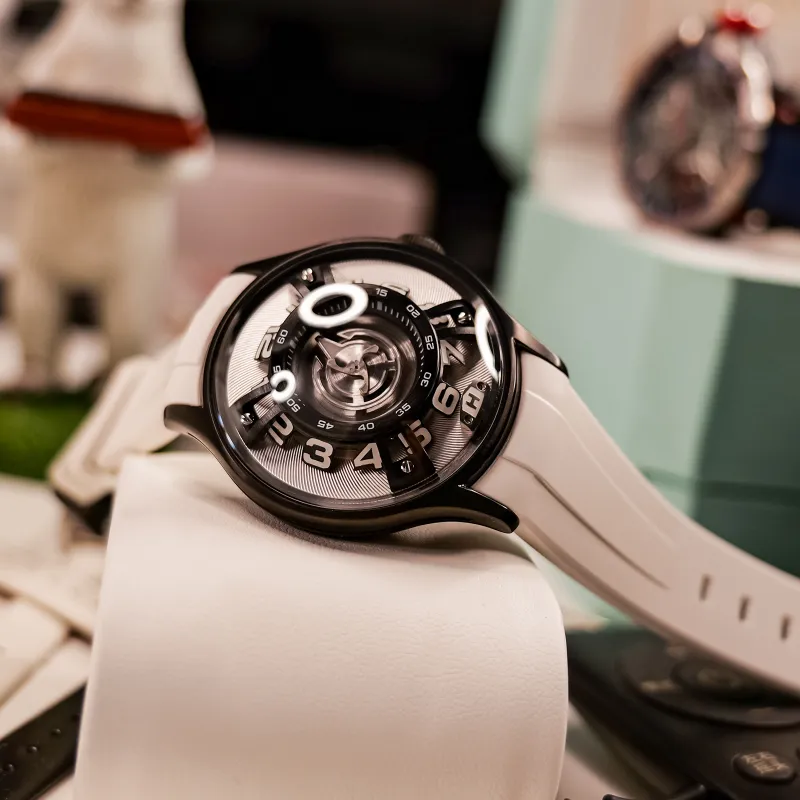 REEF TIGER Automatic Mechanical Movement Rubber Strap Watch Unisex Black Dial OBL BLM FX-3