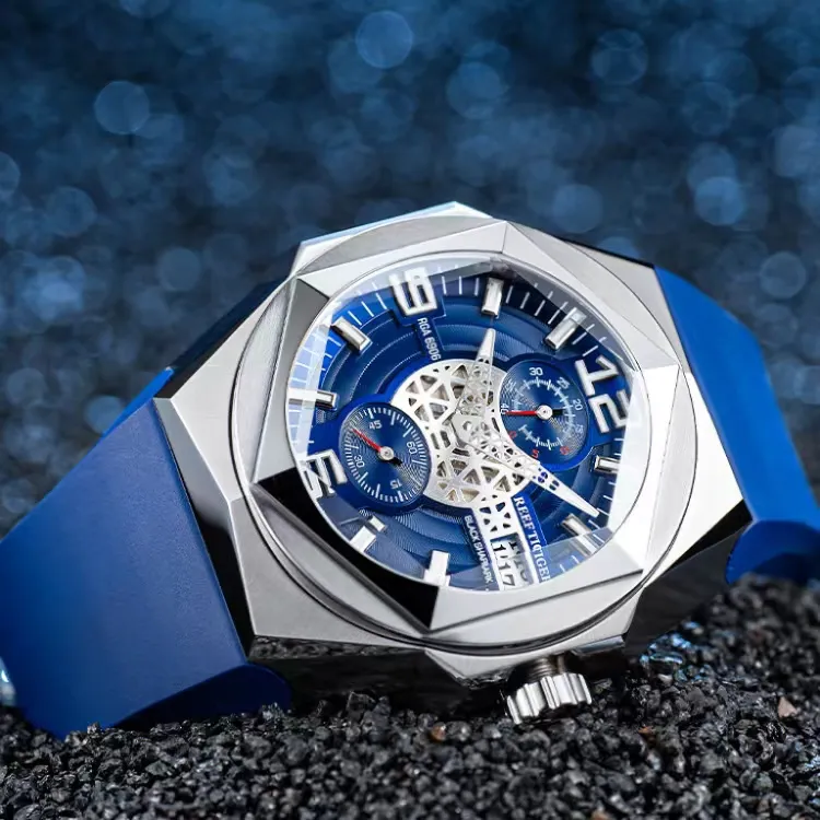 REEF TIGER Automatic Mechanical Movement Watch Men's Watches Blue Dial-3