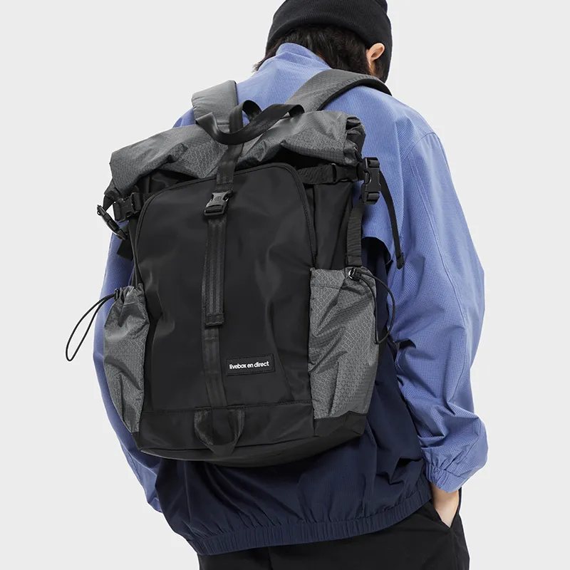 LIVEBOX EN DIRECT Nylon Fabric Backpack Tubas Men's Solid Color-3