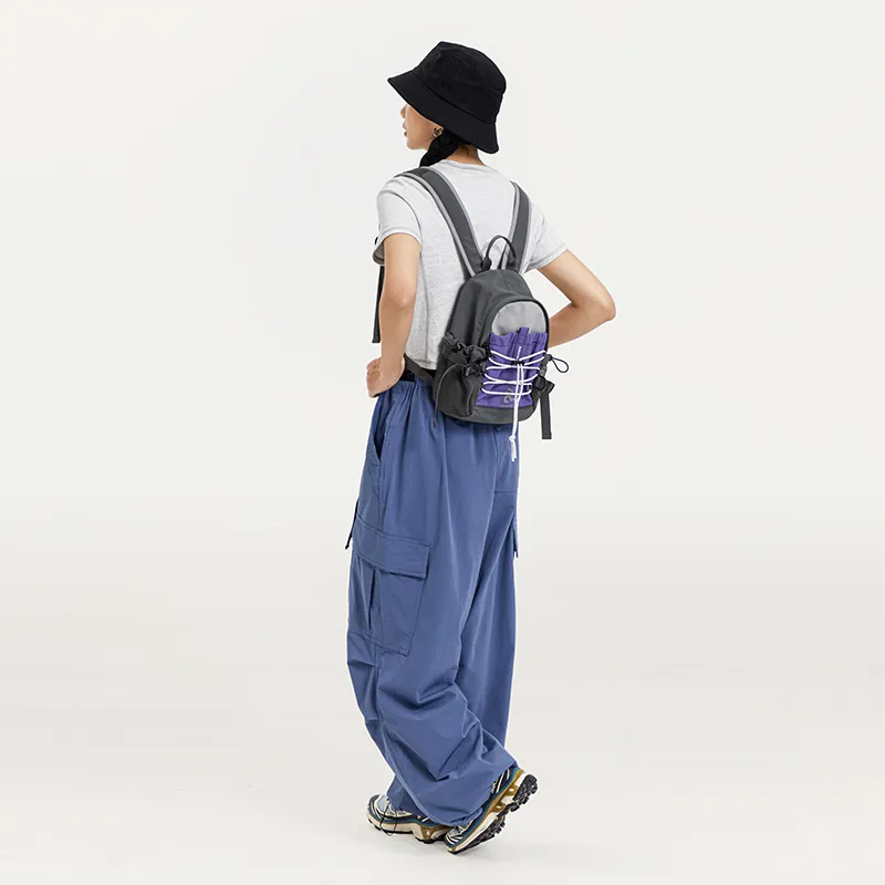 LIVEBOX EN DIRECT Nylon Backpack Regular Women's Gray Purple/White Green-2