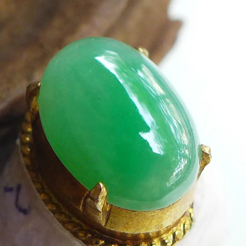 Jade Blossom Ice Glutinous Jadeite Ring Face Unisex-1