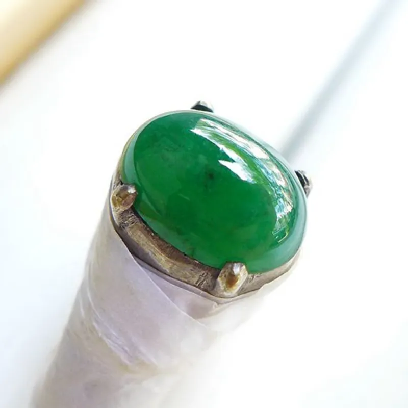 Jade Blossom Ice Glutinous Jadeite Ring Face Unisex-4