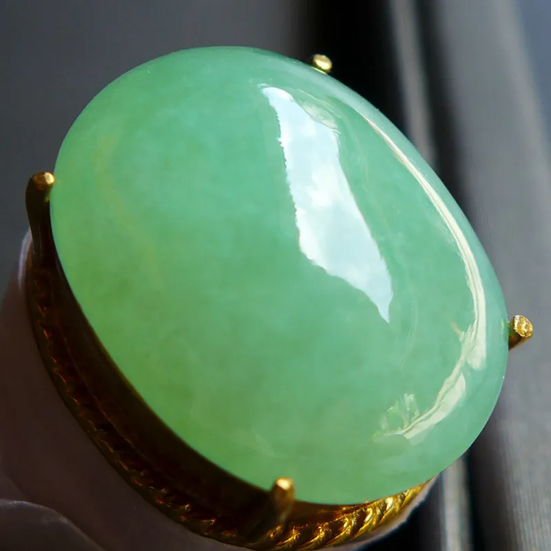 Jade Blossom Glutinous Jade Ring Face Unisex-2