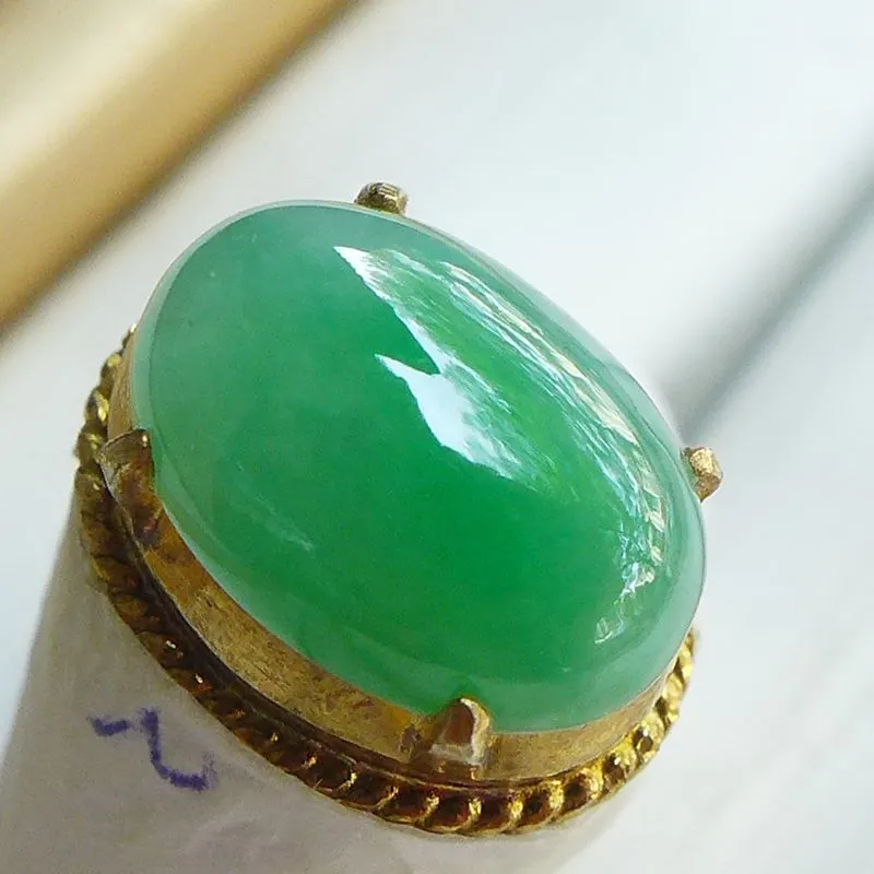 Jade Blossom Ice Glutinous Jadeite Ring Face Unisex-4
