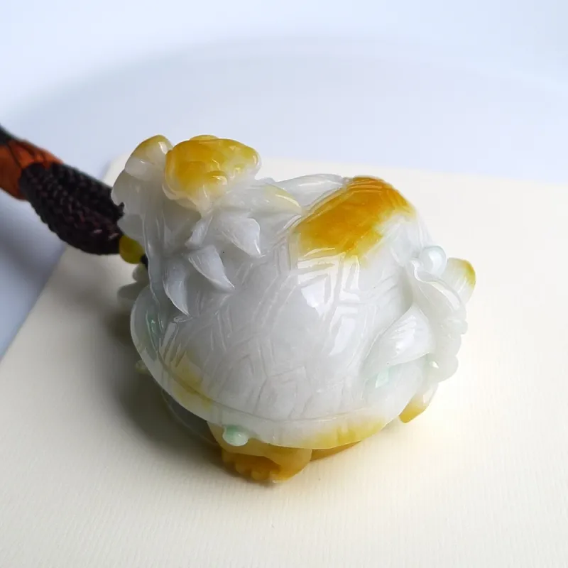 Jade Blossom Glutinous Jade Jadeite Handheld Piece Unisex-4