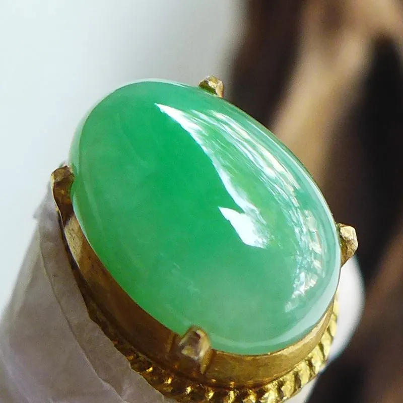Jade Blossom Ice Glutinous Jadeite Ring Face Unisex-3