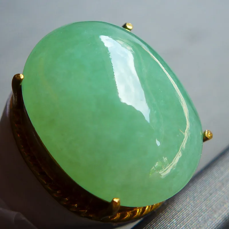 Jade Blossom Glutinous Jade Ring Face Unisex-3