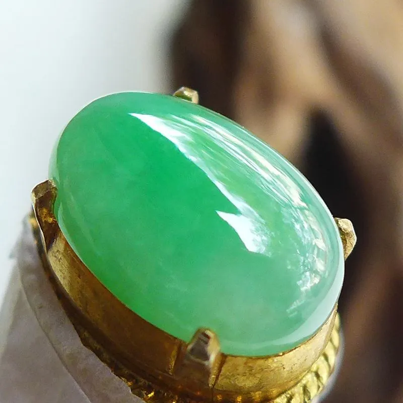 Jade Blossom Ice Glutinous Jadeite Ring Face Unisex-2