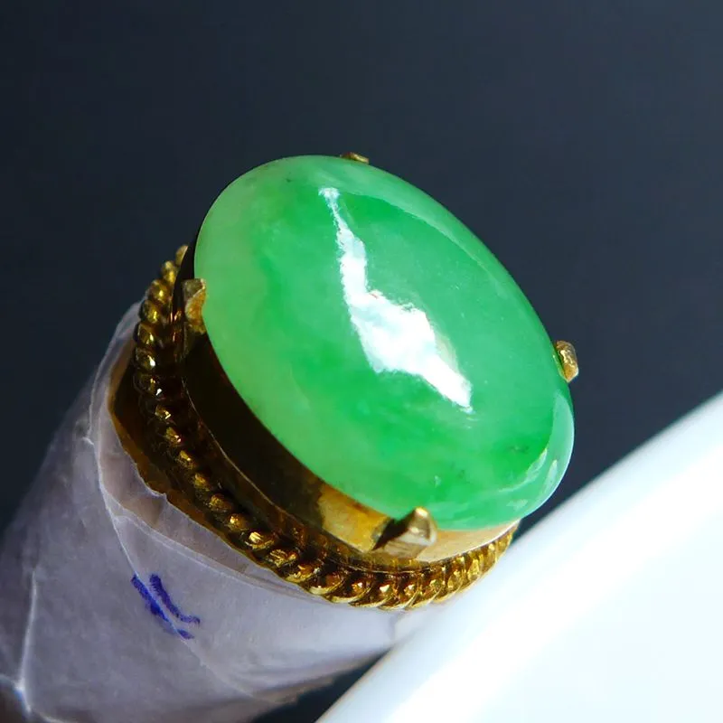 Jade Blossom Ice Glutinous Jadeite Ring Face Unisex-4