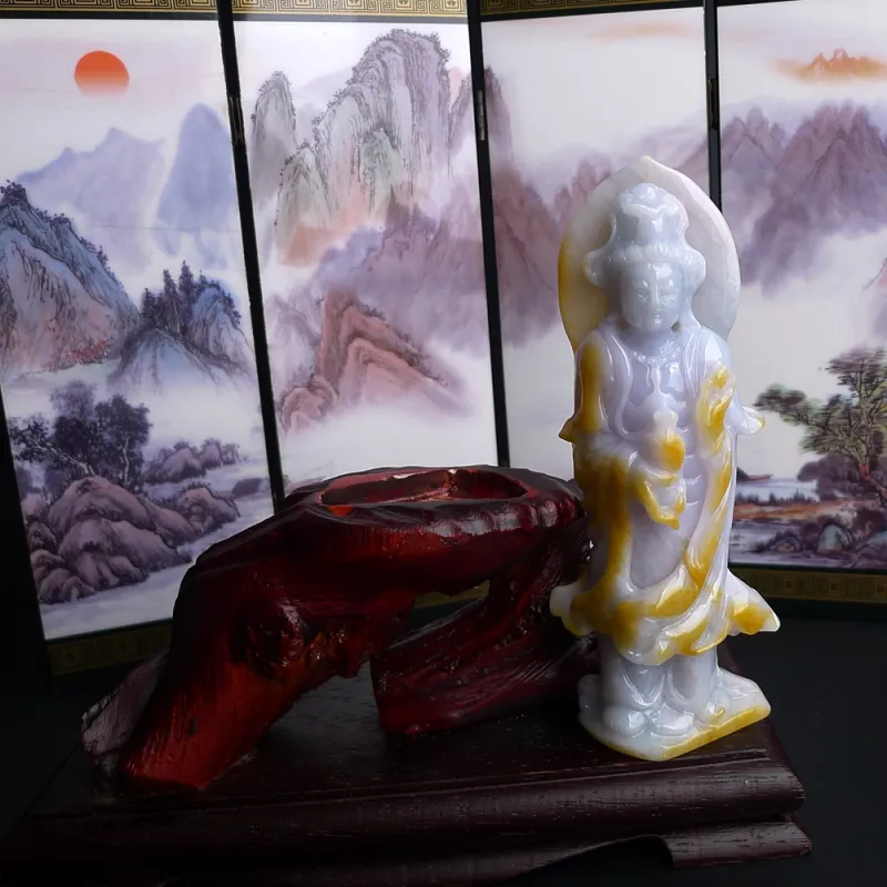 Jade Blossom Glutinous Jade Jadeite Ornaments Unisex-2