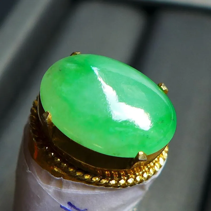 Jade Blossom Ice Glutinous Jadeite Ring Face Unisex-3