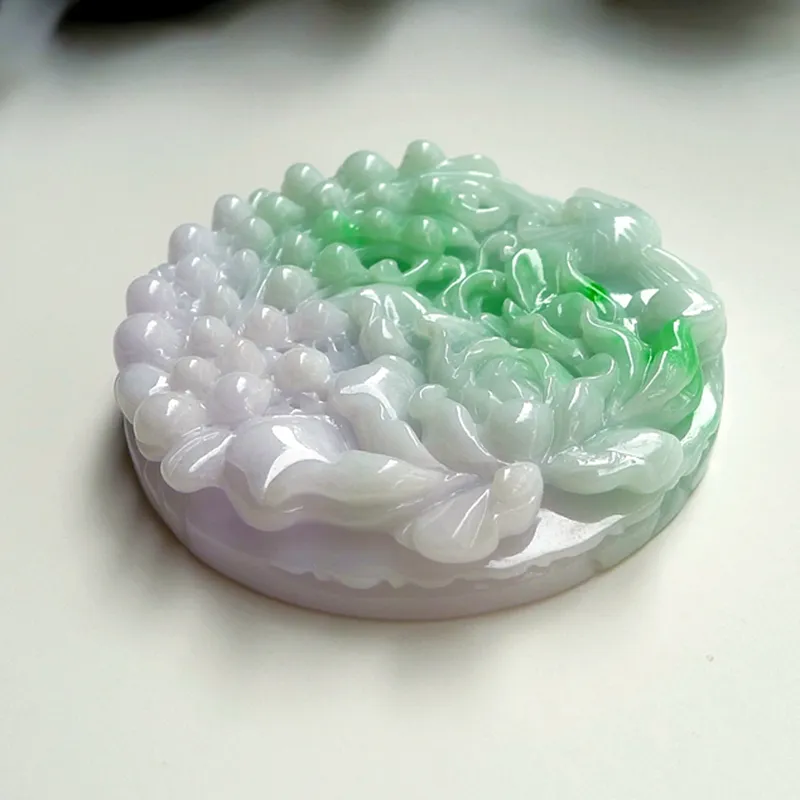 Jade Blossom Glutinous Jade Jadeite Pendants Unisex-4