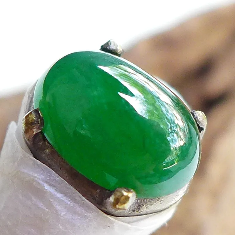 Jade Blossom Ice Glutinous Jadeite Ring Face Unisex-1