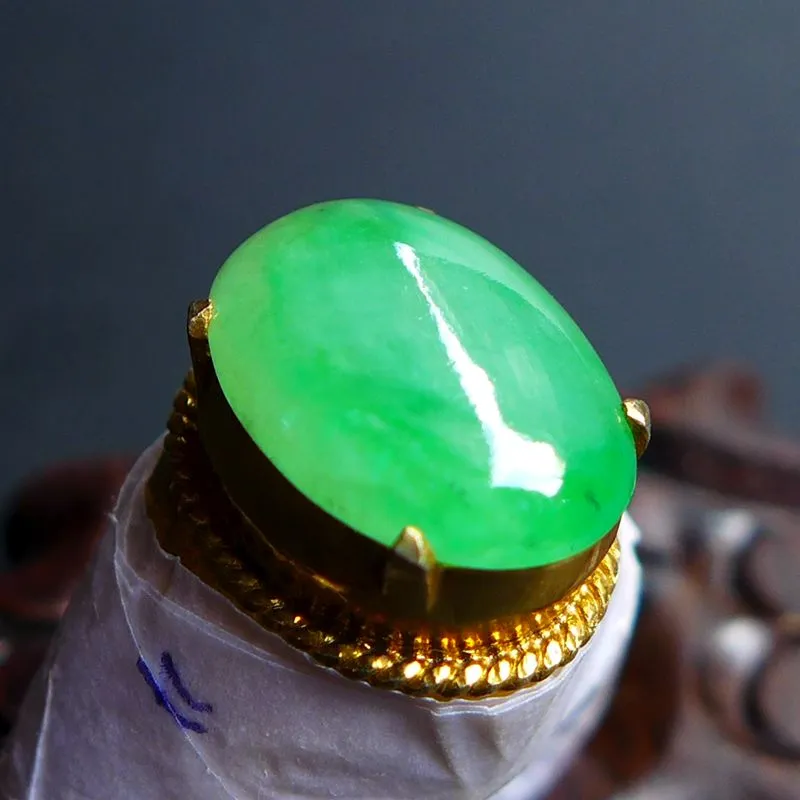 Jade Blossom Ice Glutinous Jadeite Ring Face Unisex-2