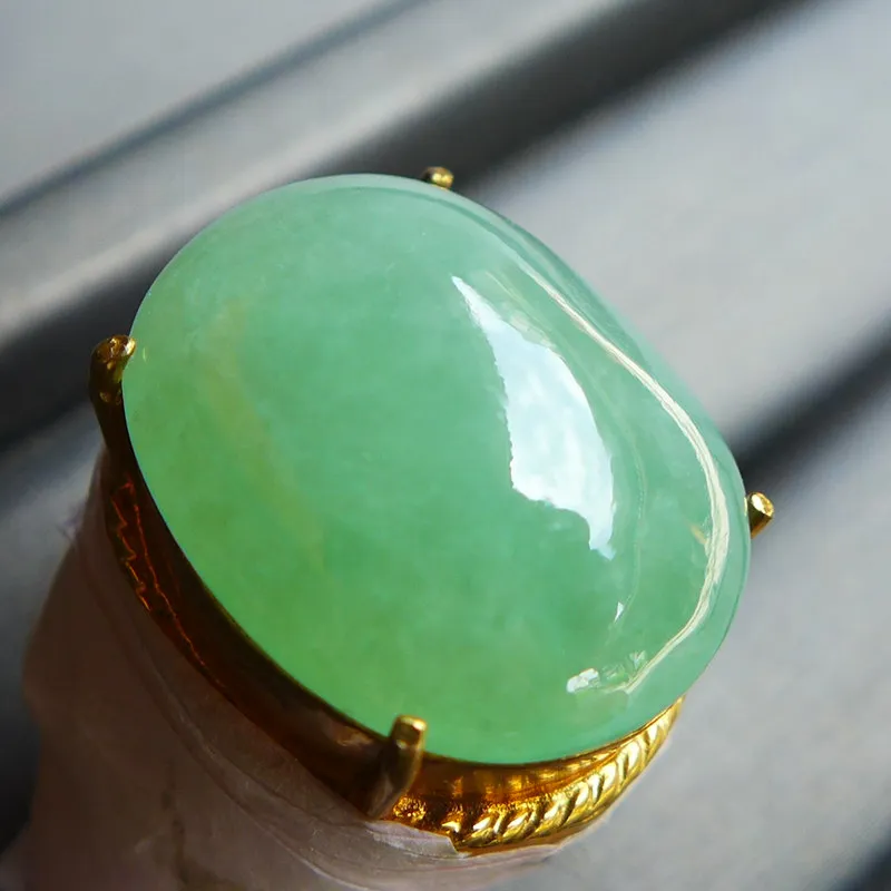 Jade Blossom Glutinous Jade Ring Face Unisex-4
