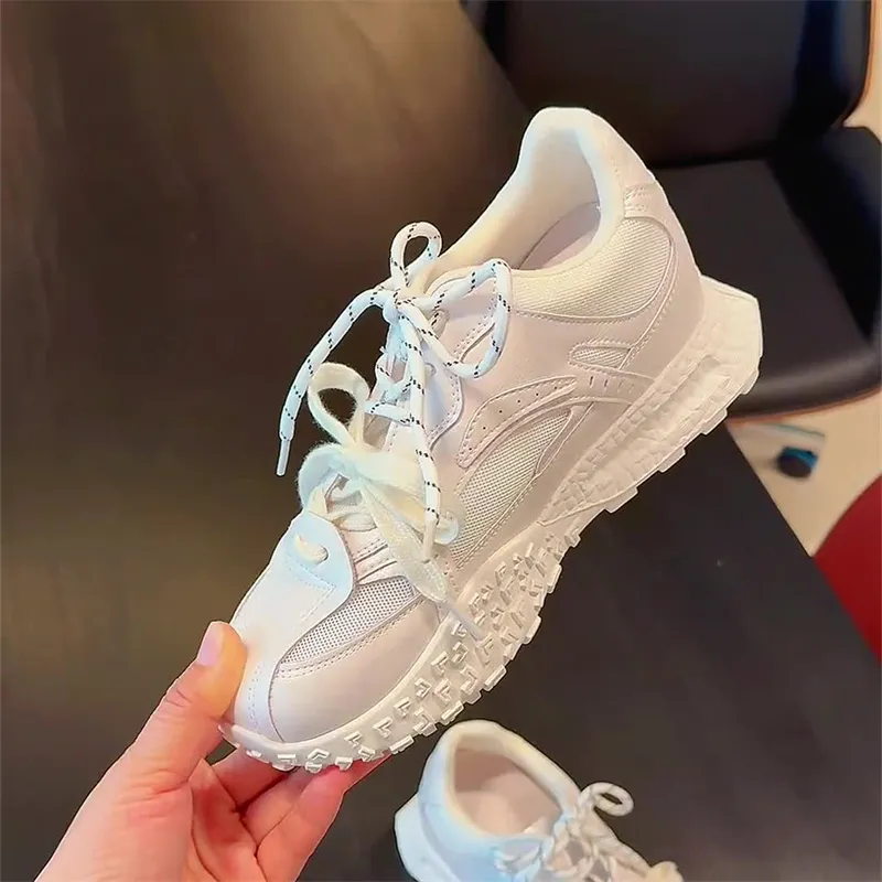 QING MISS Cushioning, Slip Resistant, Abrasion Resistant, Breathable Low Top Chunky Sneakers Women's Ecru-2